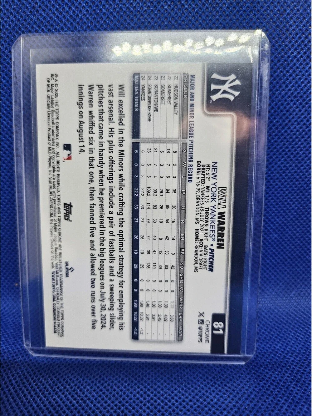 Will Warren - RC - [Sapphire insert] #81 - 2025 Topps Chrome